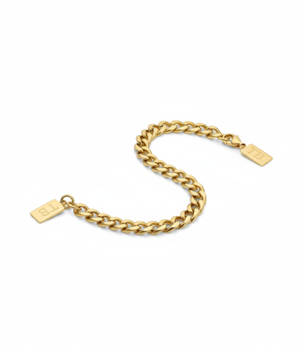 Pulsera Cadena Curb Dorada con Dije Personalizado