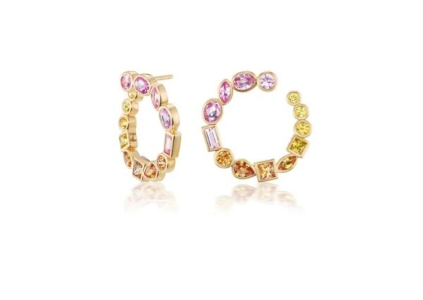 Aretes Aureola de Piedra Rosas y Amarillos