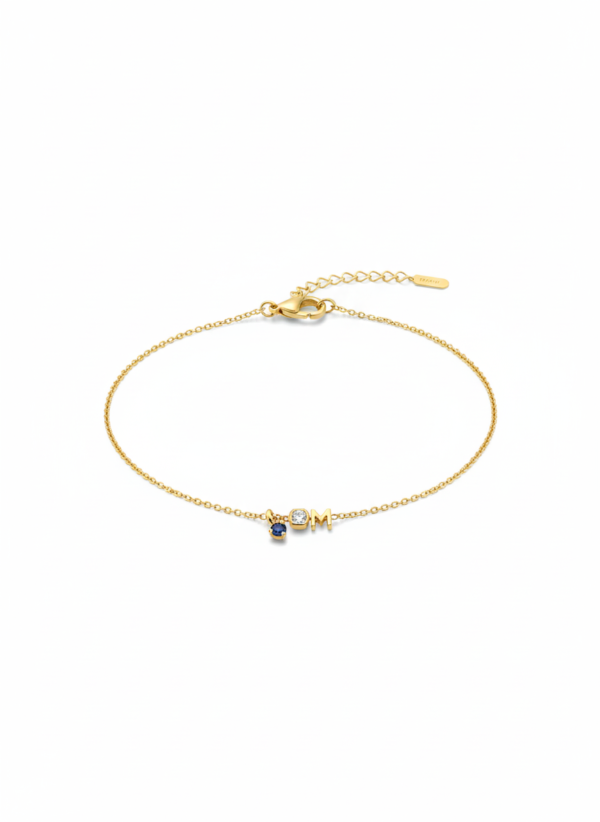 Pulsera Delicada de Inicial y Piedras Preciosas