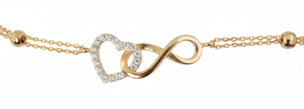 Pulsera Infinito y Corazones con Diamantes