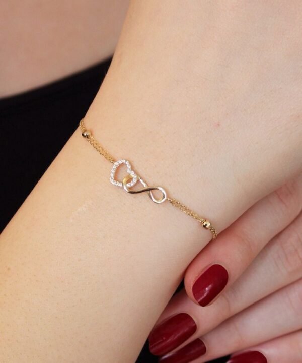 Pulsera Infinito y Corazones con Diamantes - Imagen 2