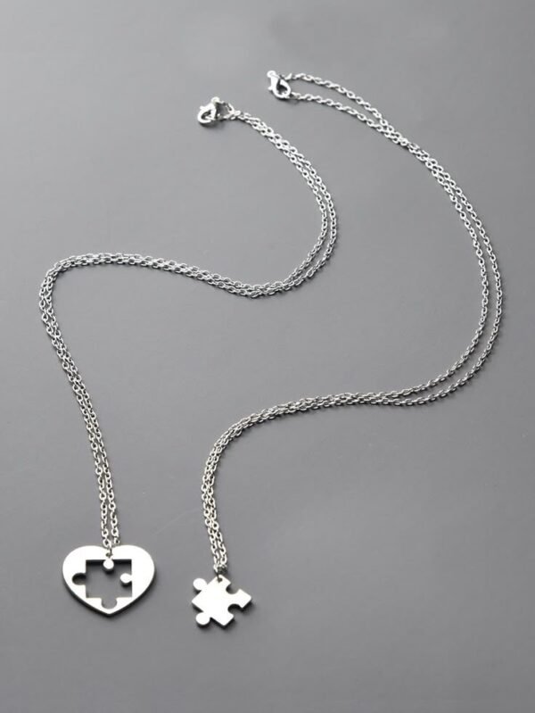 Collar de Corazón y Pieza de Rompecabezas - Imagen 2