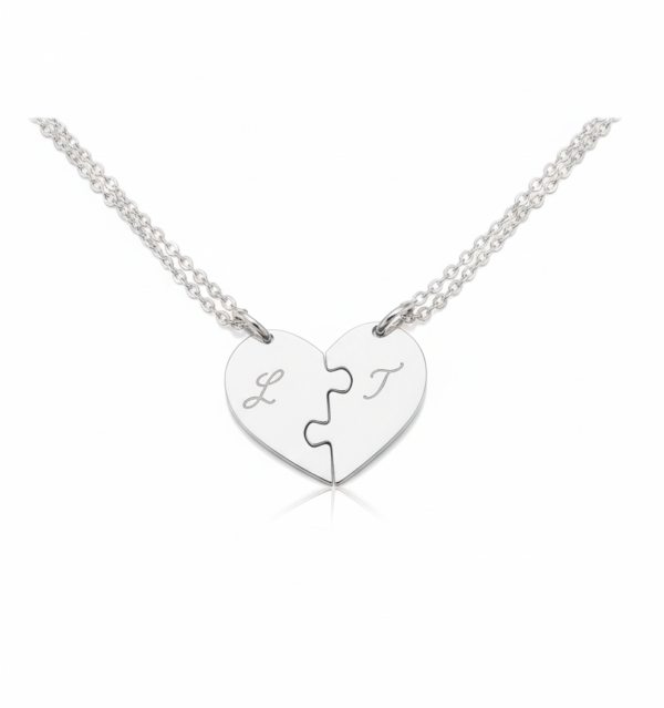 Collar de Corazón de Rompecabezas con Iniciales